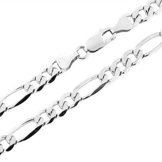 Серебряная цепь "Фигаро плоская облегчённая с алмазной огранкой" 0103R_Ch, родирование