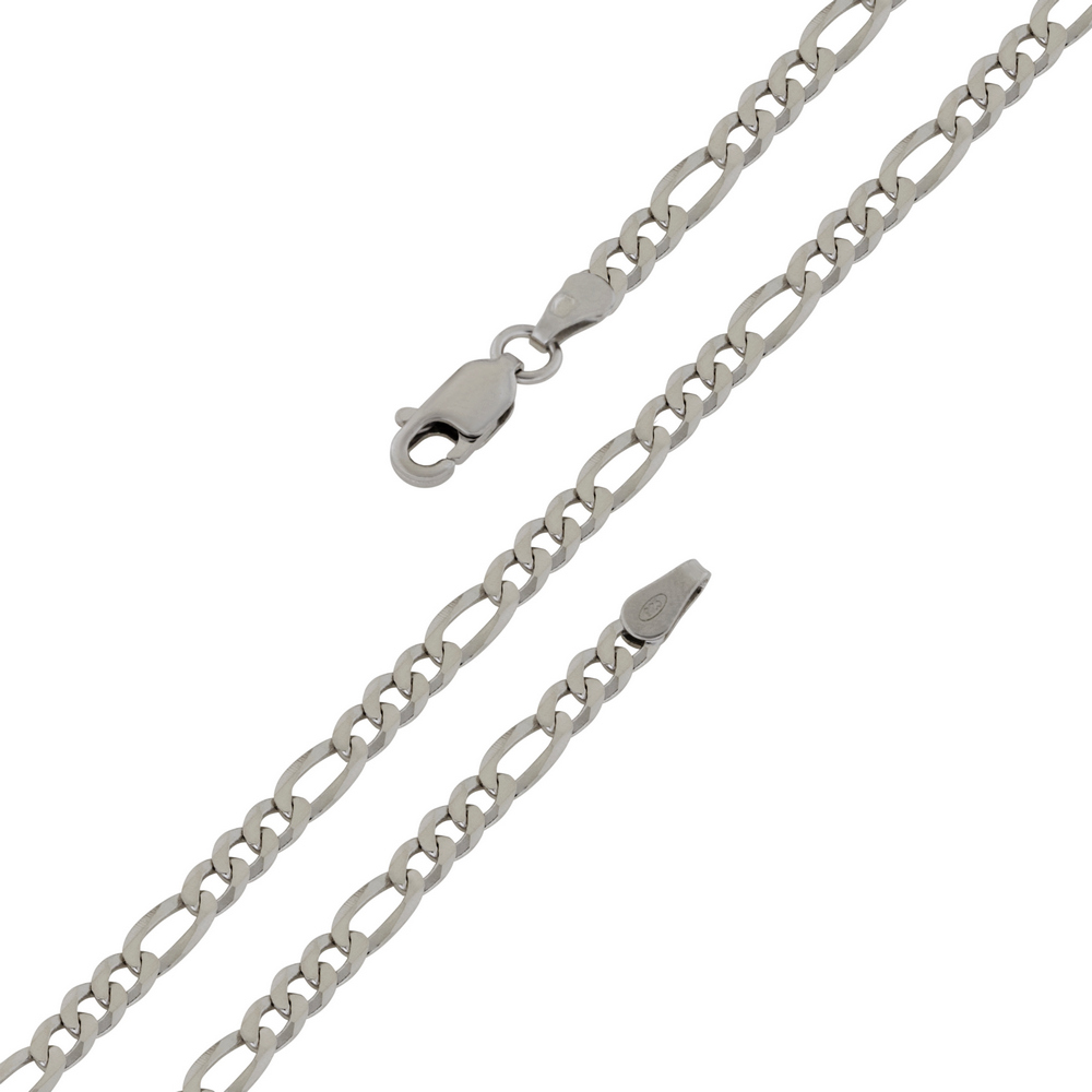 Серебряная цепь "Фигаро плоская облегчённая с алмазной огранкой" 0103R_Ch, родирование