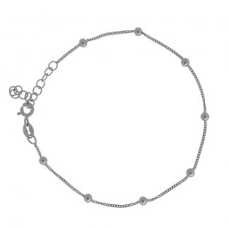 Серебряный браслет "Панцирь с алмазной огранкой 2 грани + шарики универсальный размер" 021163R_Br, родирование