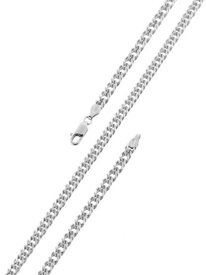 Серебряная цепь "Двойной ромб с алмазной огранкой 8 граней" 0408R_Ch, родирование