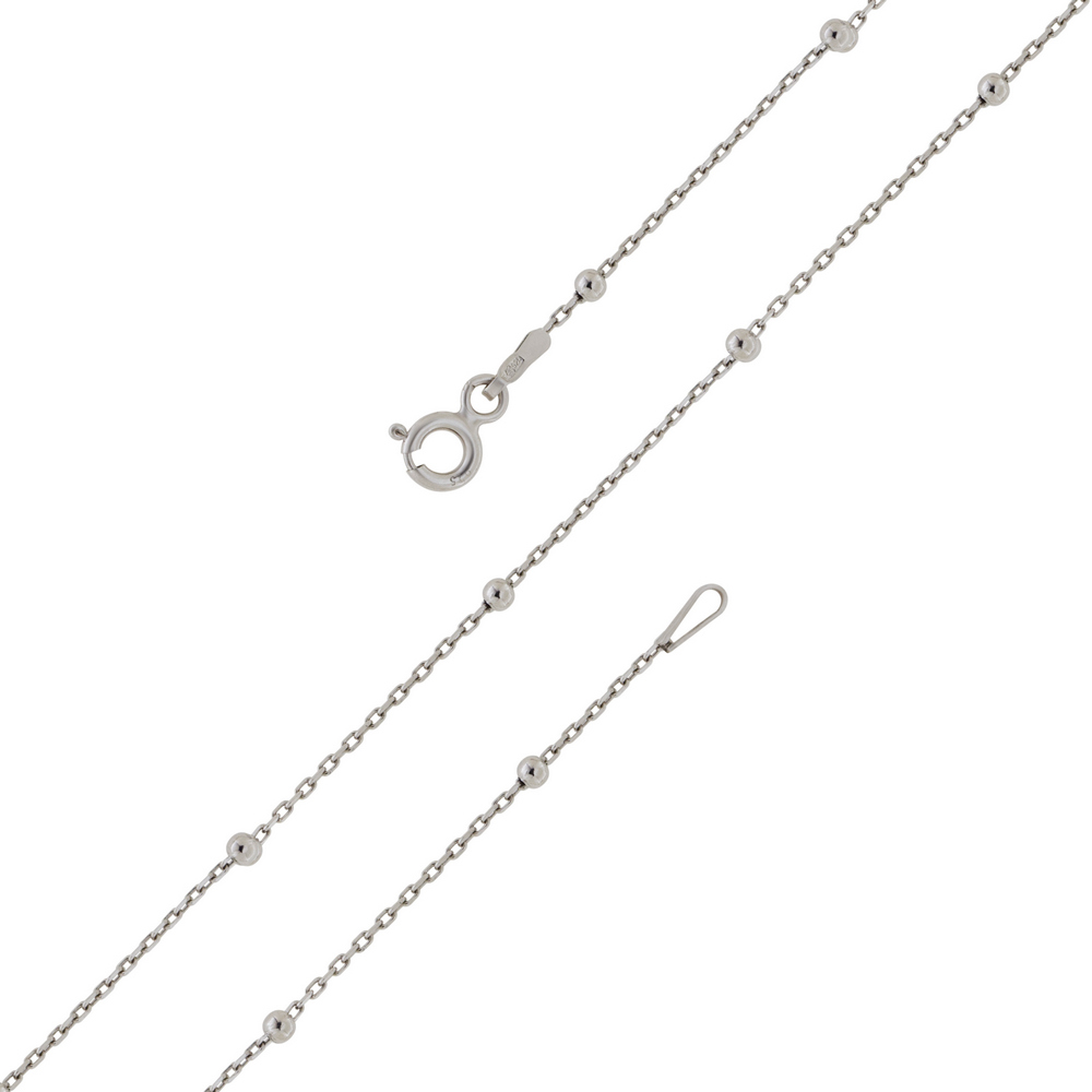 Серебряная цепь "Роло с алмазной огранкой с шариками" 070111R_Ch, родирование