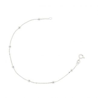 Серебряный браслет "Роло с алмазной огранкой с шариками" 074211R_Br, родирование