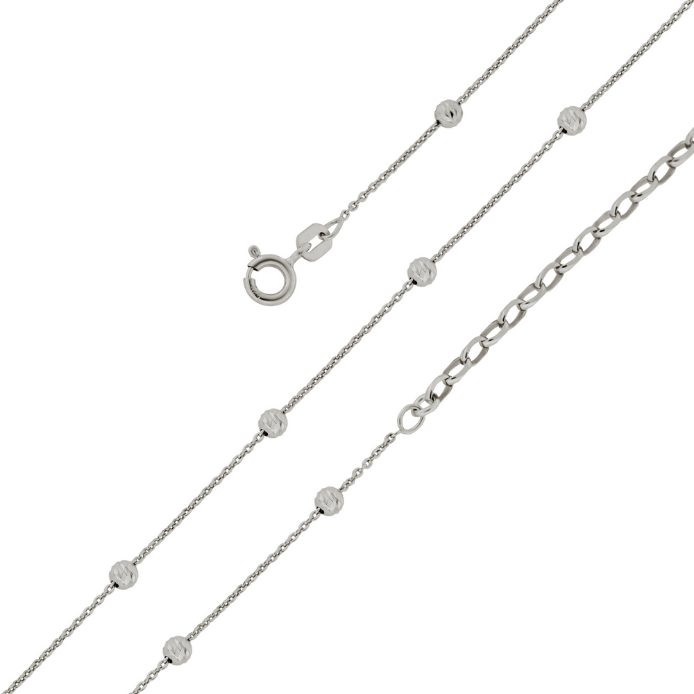 Серебряная цепь "Роло плоская с шариками с алмазной насечкой 3 линии " 074260R_Ch, родирование Серебряная цепь "Роло плоская с шариками с алмазной насечкой 3 линии " 074260R_Ch, родирование