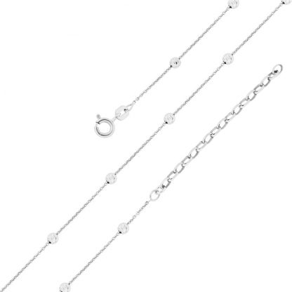 Серебряная цепь "Роло плоская с шариками с алмазной насечкой 3 линии " 074260S_Ch, серебрение 999