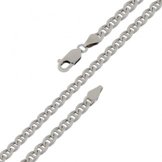 Серебряная цепь "Морская(плоская) облегчённая с алмазной огранкой" 1103R_Ch, родирование