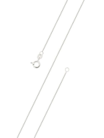Серебряная цепь "Коробочка (венецианская) облегчённая с алмазной огранкой 2 грани" 1402R_Ch, родирование