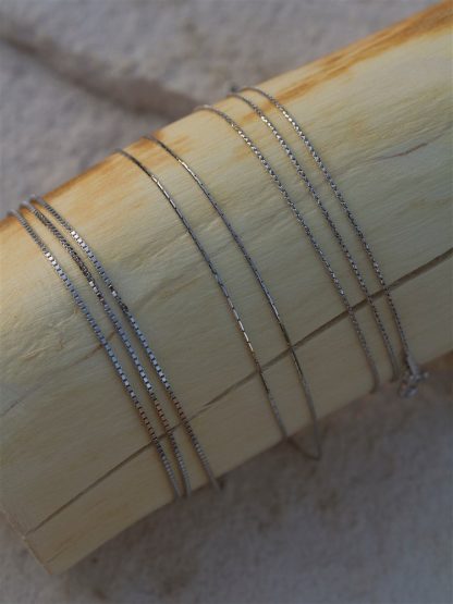 Серебряная цепь "Коробочка (венецианская) облегчённая с алмазной огранкой 2 грани" 1402R_Ch, родирование