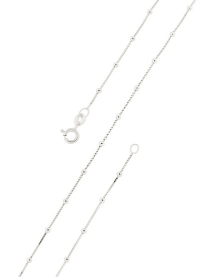 Серебряная цепь "Коробочка (венецианская) с алмазной огранкой с шариками 1+1" 140811R_Ch, родирование