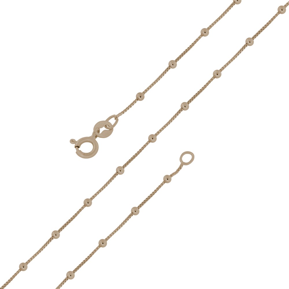 Серебряная цепь "Коробочка (венецианская) с алмазной огранкой с шариками 1+1" 140811Z_Ch, золочение красное