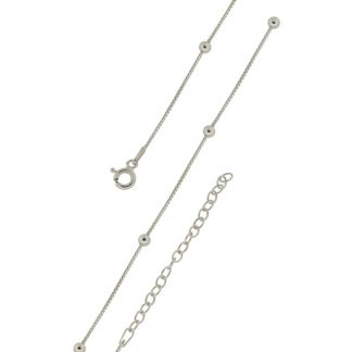 Серебряный браслет "Коробочка (венецианская) с алмазной огранкой с шариками универсальный размер" 141163R_Br, родирование