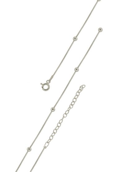 Серебряный браслет "Коробочка (венецианская) с алмазной огранкой с шариками универсальный размер" 141163R_Br, родирование