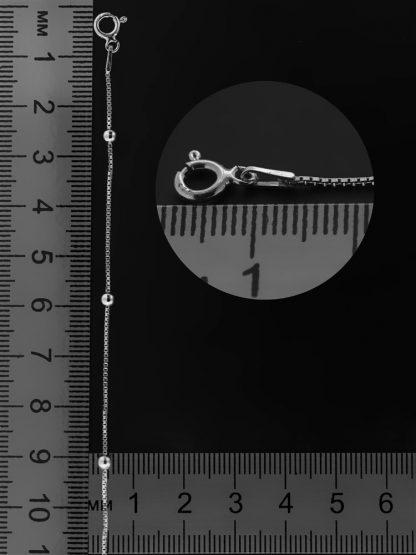 Серебряный браслет "Коробочка (венецианская) с алмазной огранкой с шариками универсальный размер" 141163R_Br, родирование