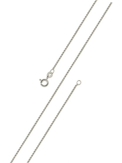 Серебряная цепь "Коробочка (венецианская) с алмазной насечкой" 1430R_Ch, родирование
