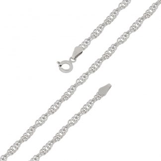 Серебряная цепь "Сингапур облегчённый с алмазной огранкой" 1639R_Ch, родирование