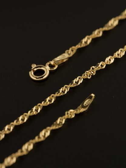 Серебряная цепь "Сингапур облегчённый с алмазной огранкой" 1639Z_Ch, золочение красное