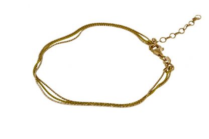 Серебряный браслет "Шнурок(снейк) облегчённый с алмазной насечкой 3 ряда" 187023Y_Br, золочение лимонное