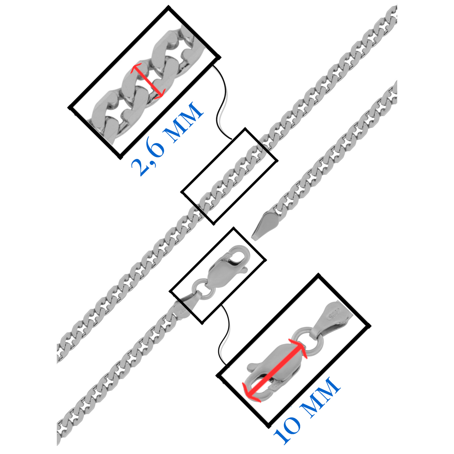 Серебряный браслет "Крабовая с алмазной огранкой 8 граней" 1908R_Br, родирование Серебряный браслет "Крабовая с алмазной огранкой 8 граней" 1908R_Br, родирование