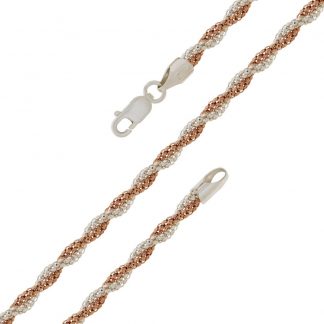 Серебряная цепь "Кореана (попкорн) 2 ряда" 2322Z_Ch, золочение красное