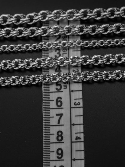 Серебряная цепь "Бисмарк ручного плетения с огранкой" 3001R_Ch, родирование