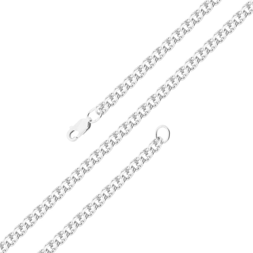Серебряная цепь "Бисмарк ручного плетения с огранкой" 3001S_Ch, серебрение 999