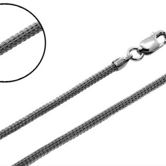 Серебряная цепь "Сетка машинная закрученная в круг с алмазной обработкой" 3356R_Ch, родирование Серебряная цепь "Сетка машинная закрученная в круг с алмазной обработкой" 3356R_Ch, родирование