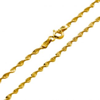 Серебряная цепь "Стружка фантазийная с алмазной обработкой с одной стороны" 3676Z_Ch, золочение красное