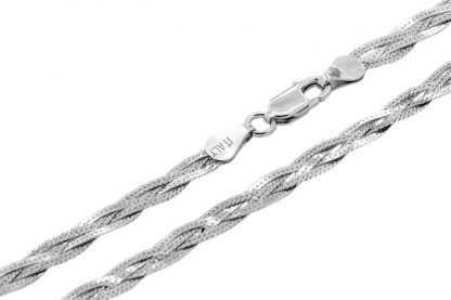 Серебряная цепь "Коса плоская 4 ряда с алмазной обработкой" 3724R_Ch, родирование
