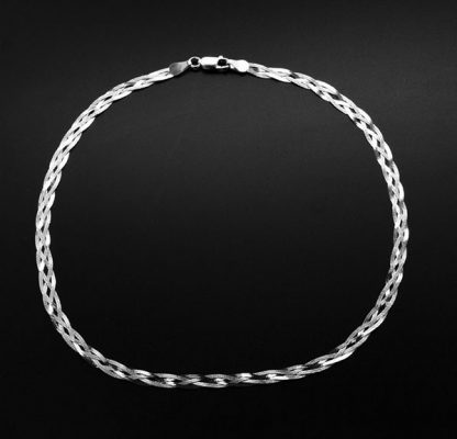 Серебряная цепь "Коса плоская 4 ряда с алмазной обработкой" 3724R_Ch, родирование